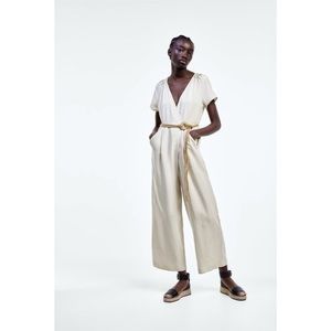 NWOT ZARA rustic wide leg jumpsuit